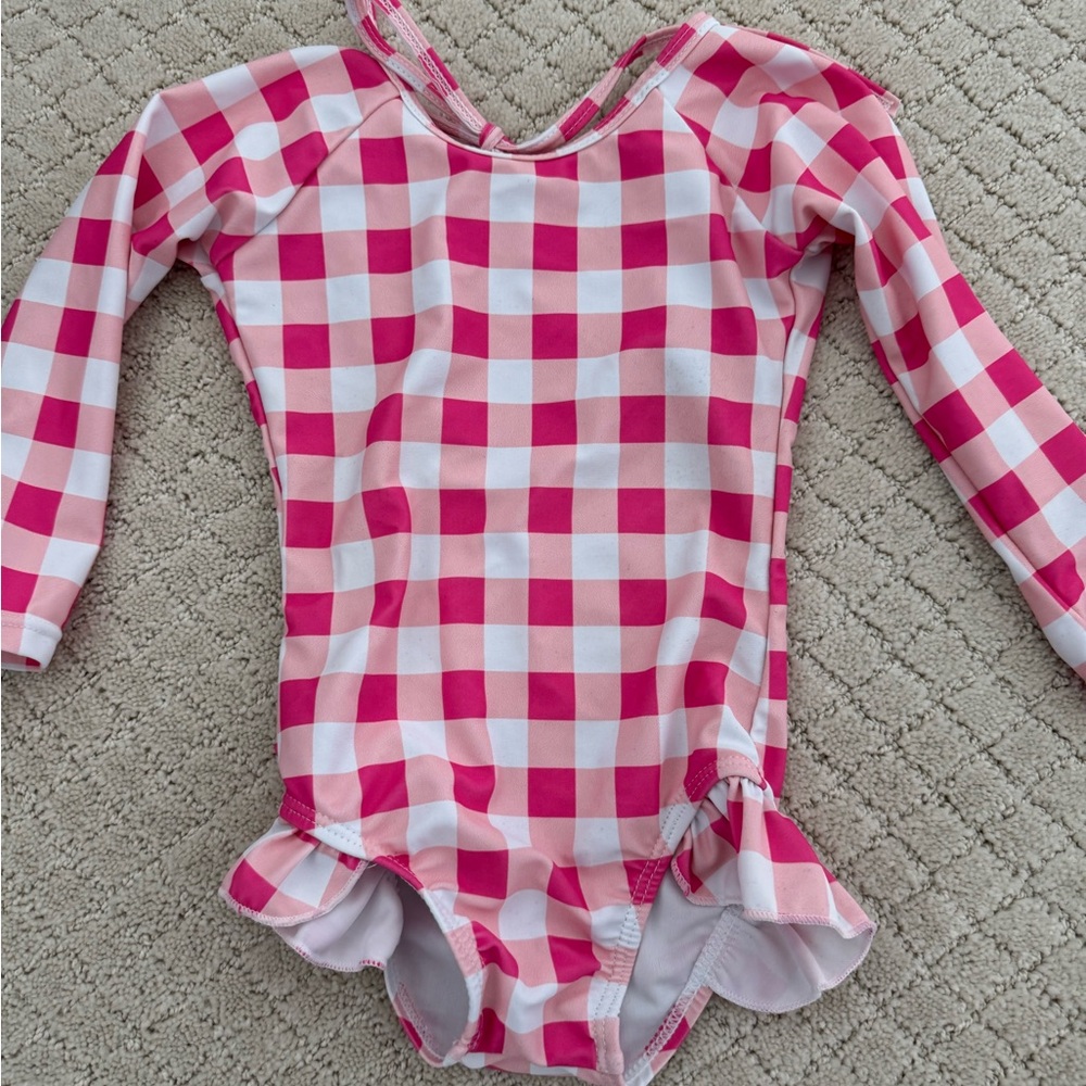 NWOT Blueberry Bay Pink Gingham Checkered Girl’s Swim One Piece